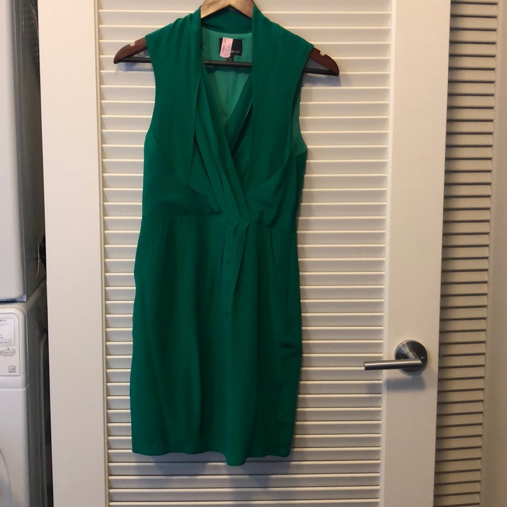 Green silk cocktail dress